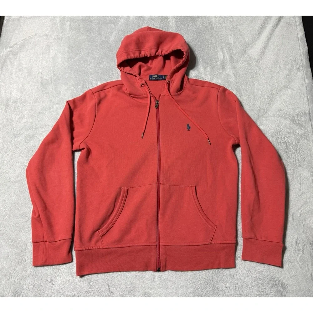 Polo Ralph Lauren Mens Small Sweatshirt Hoodie Red Full Zip